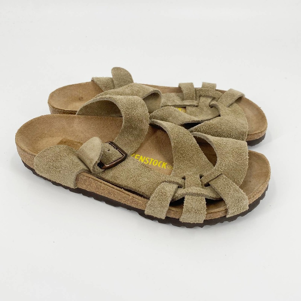 Birkenstock Women's Suede Crisscross Slide Sandals in Tan